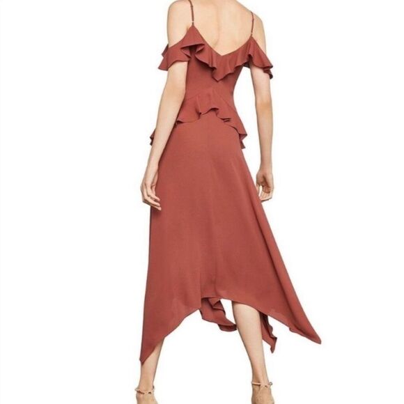 Bcbg Maxazria Elegant Ruffled Cold Shoulder Dress in cream, XXS - Picture 3 of 11